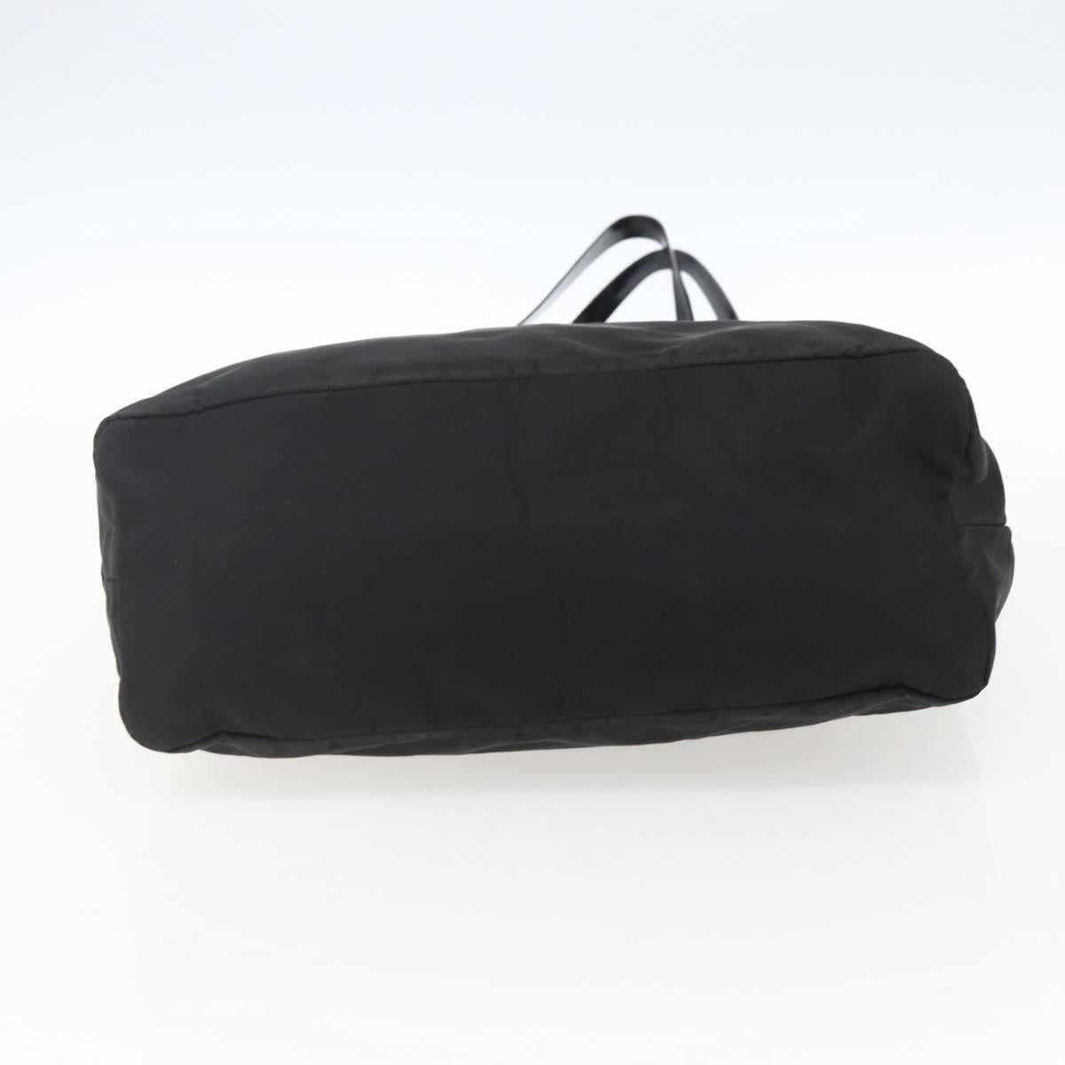 PRADA Tote Bag Nylon Black Silver Auth bs33254