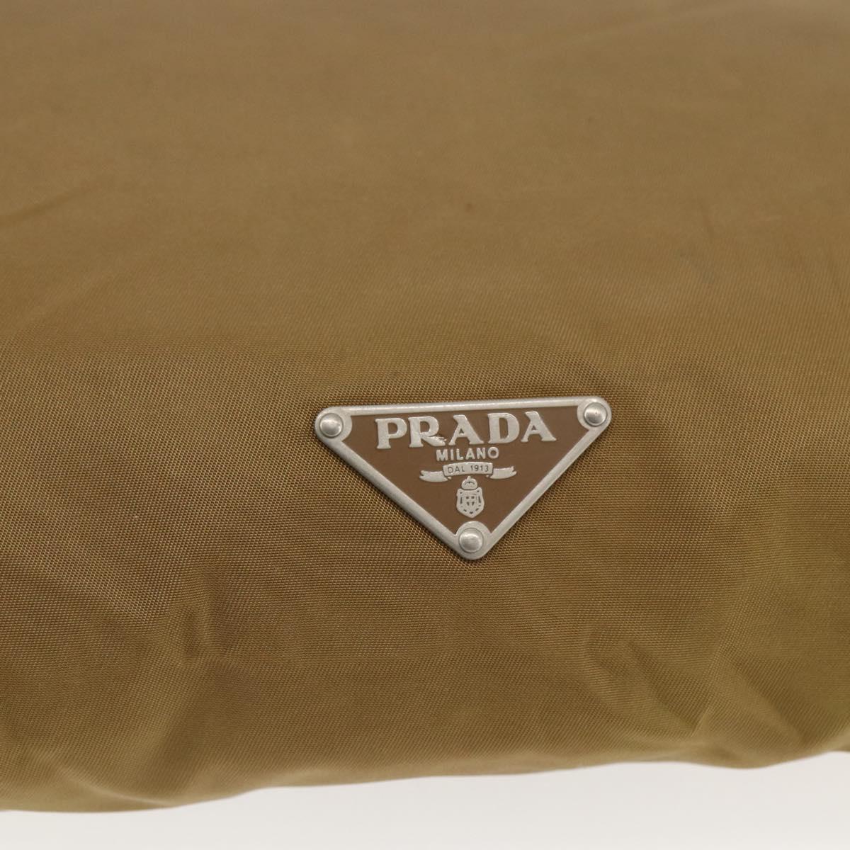 PRADA Shoulder Bag Nylon Beige Silver Auth bs33257