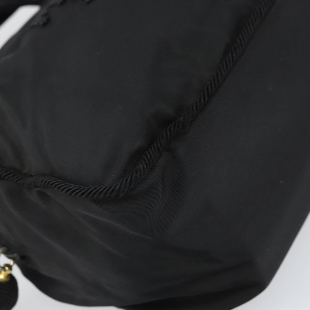 PRADA Hand Bag Nylon Black Gold Auth bs33258