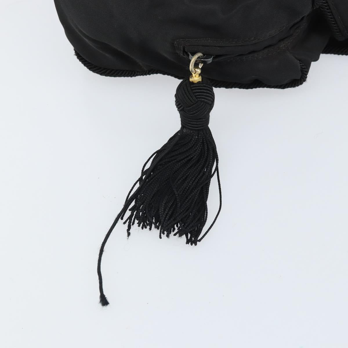 PRADA Hand Bag Nylon Black Gold Auth bs33258