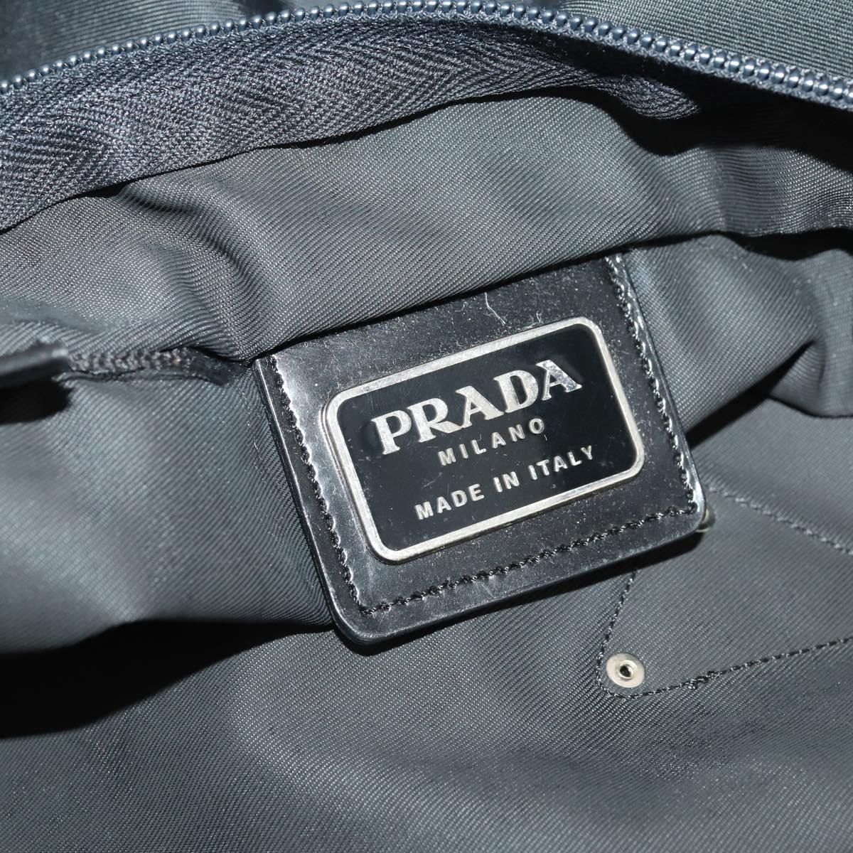 PRADA Tote Bag Nylon Black Silver Auth bs33259