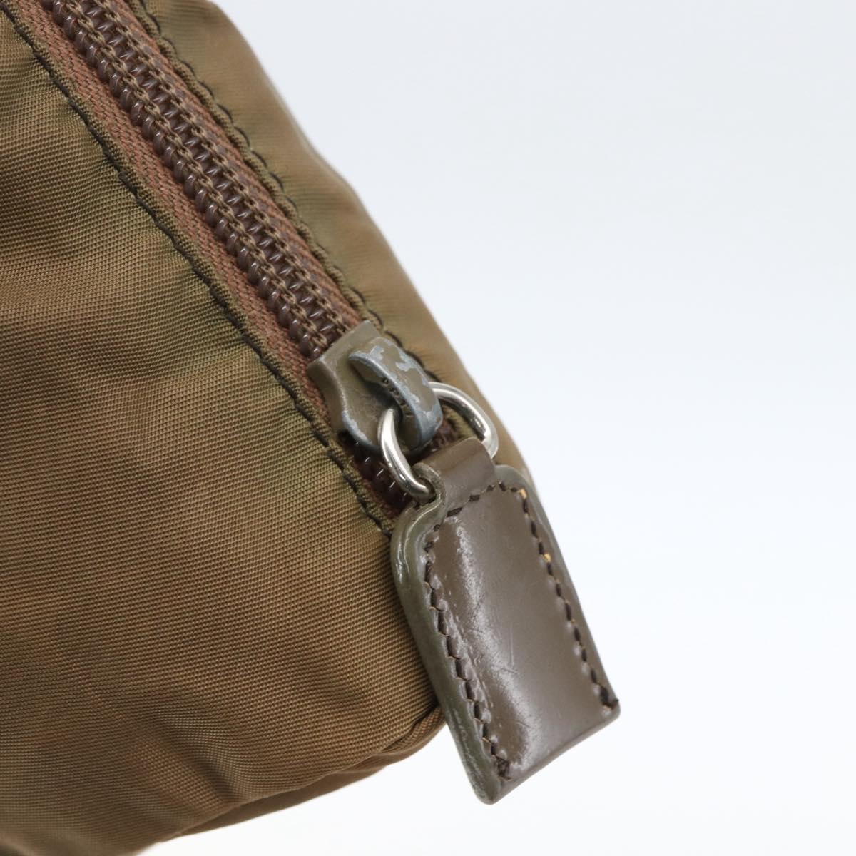 PRADA Pouch Nylon Brown Silver Auth bs33260