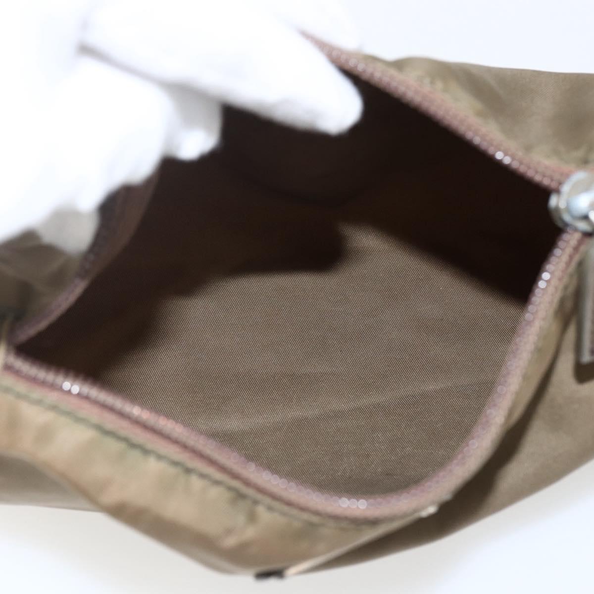 PRADA Pouch Nylon Brown Silver Auth bs33260