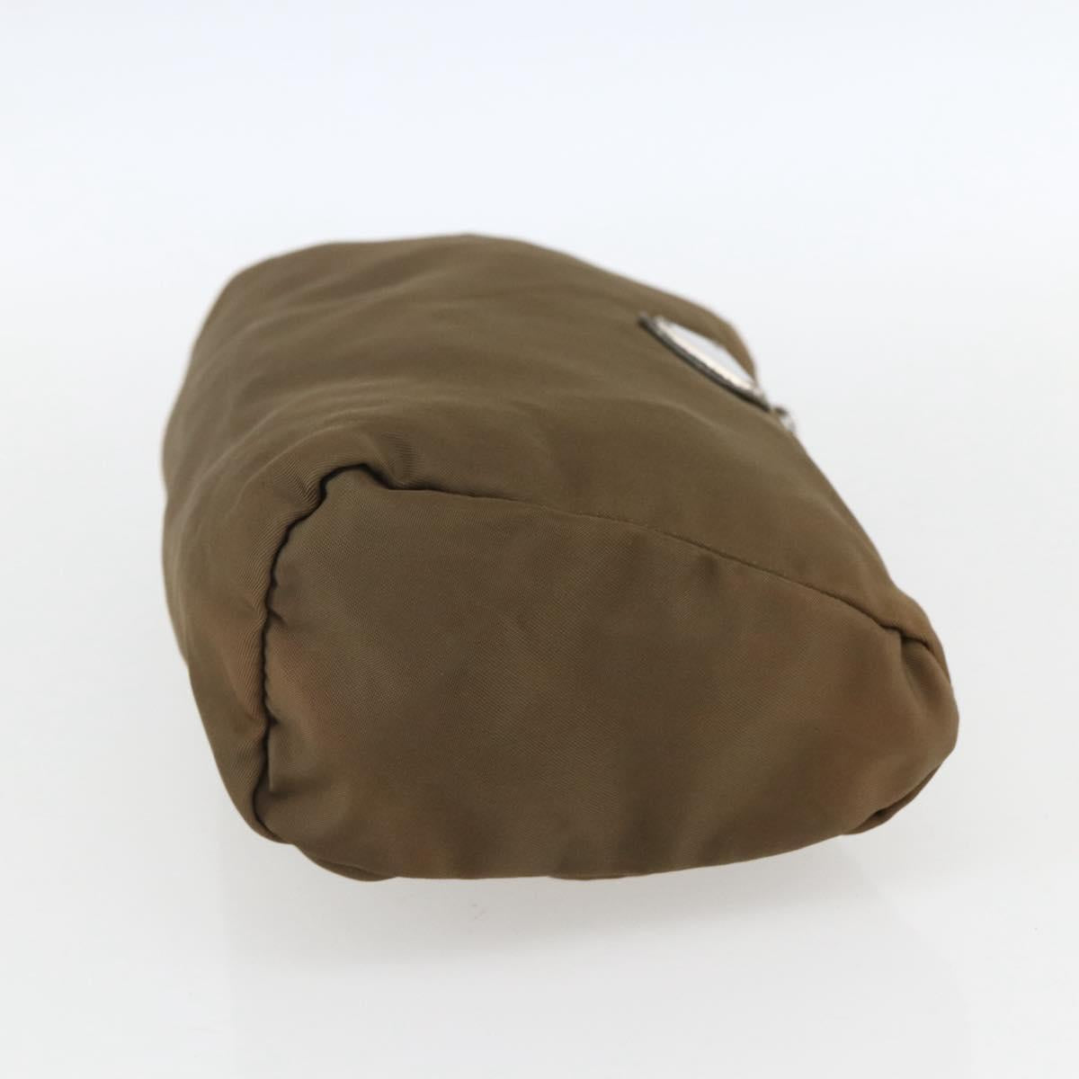 PRADA Pouch Nylon Brown Silver Auth bs33260