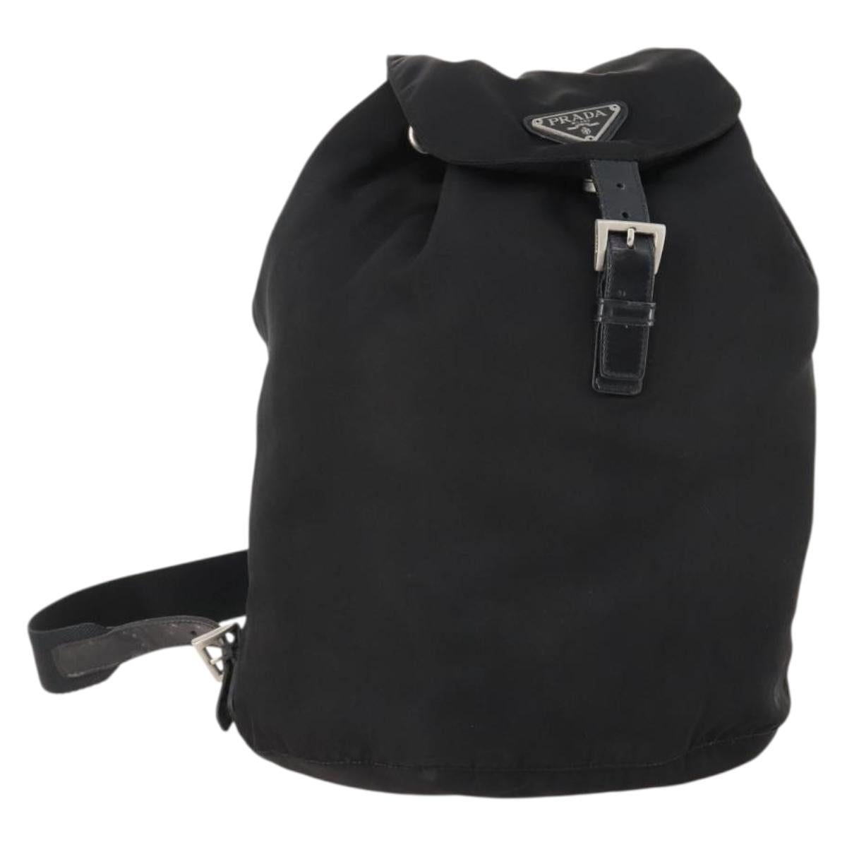 PRADA Backpack Nylon Black Silver Auth bs33265