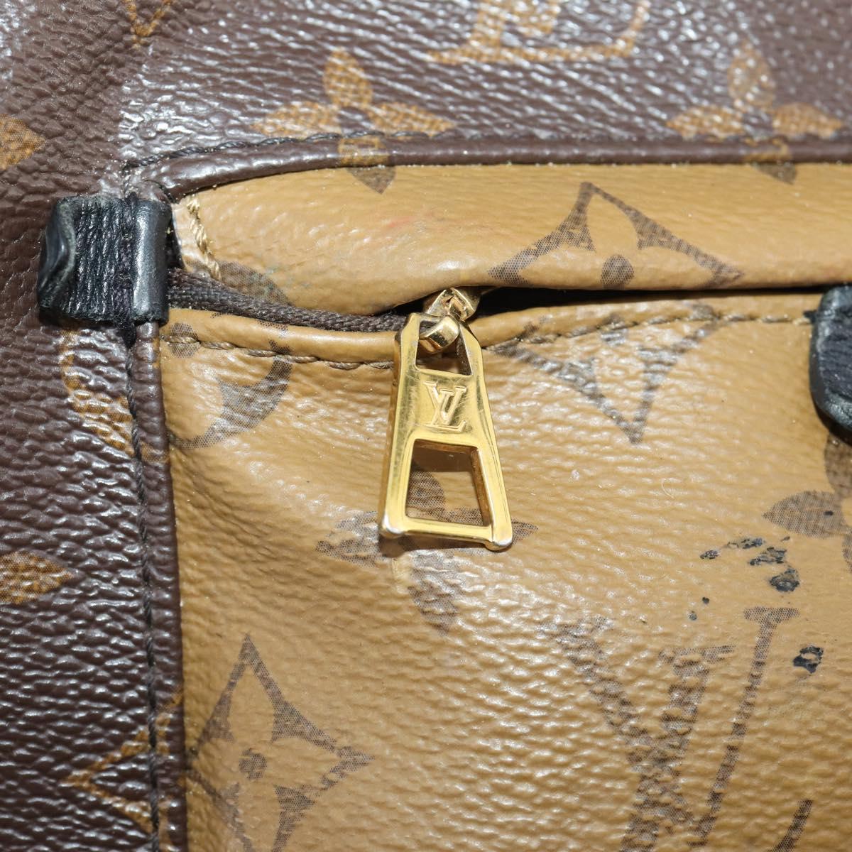 LOUIS VUITTON Monogram Reverse Palm Springs PM Backpack M43116 LV Auth bs33266