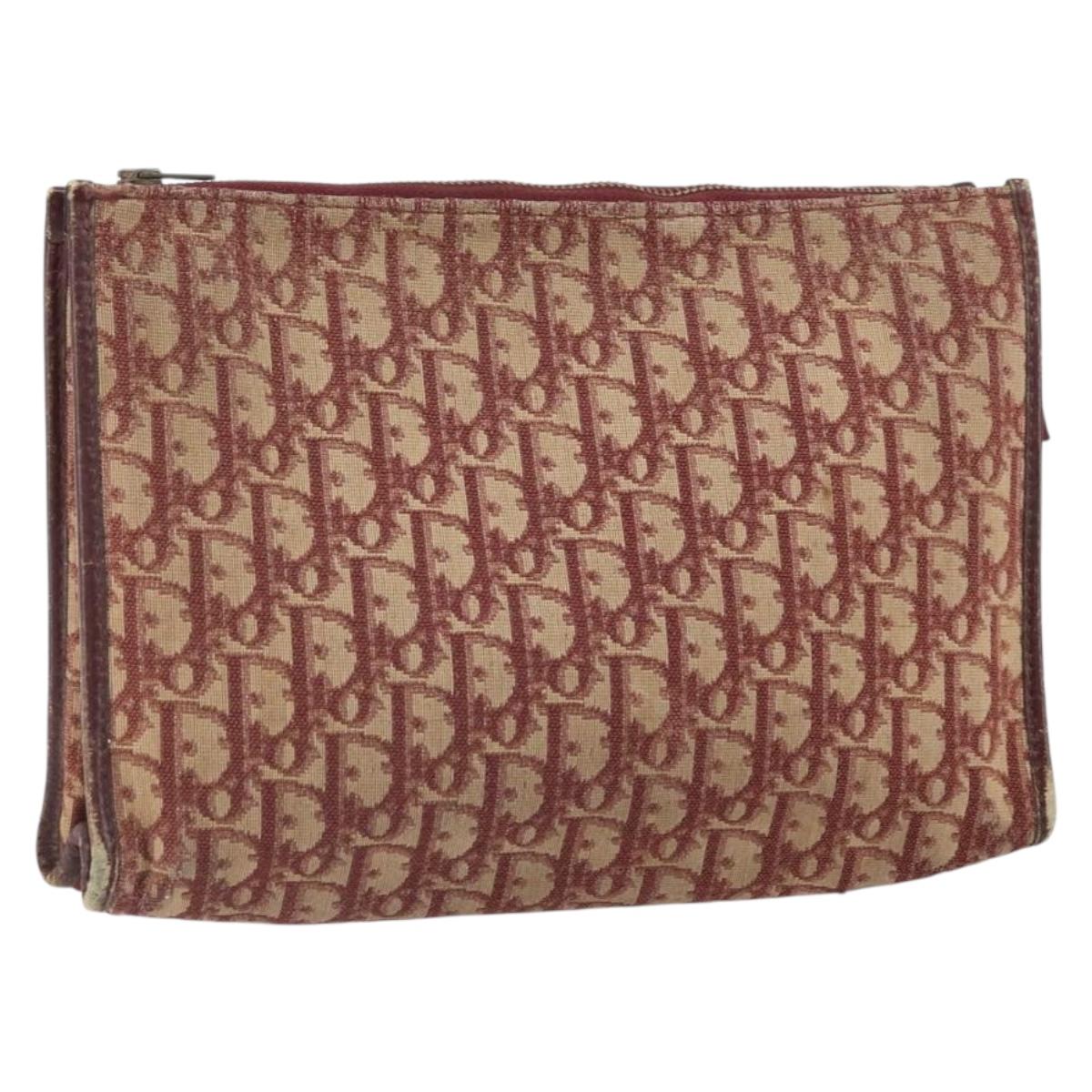 Christian Dior Trotter Canvas Clutch Bag Red Auth bs33268