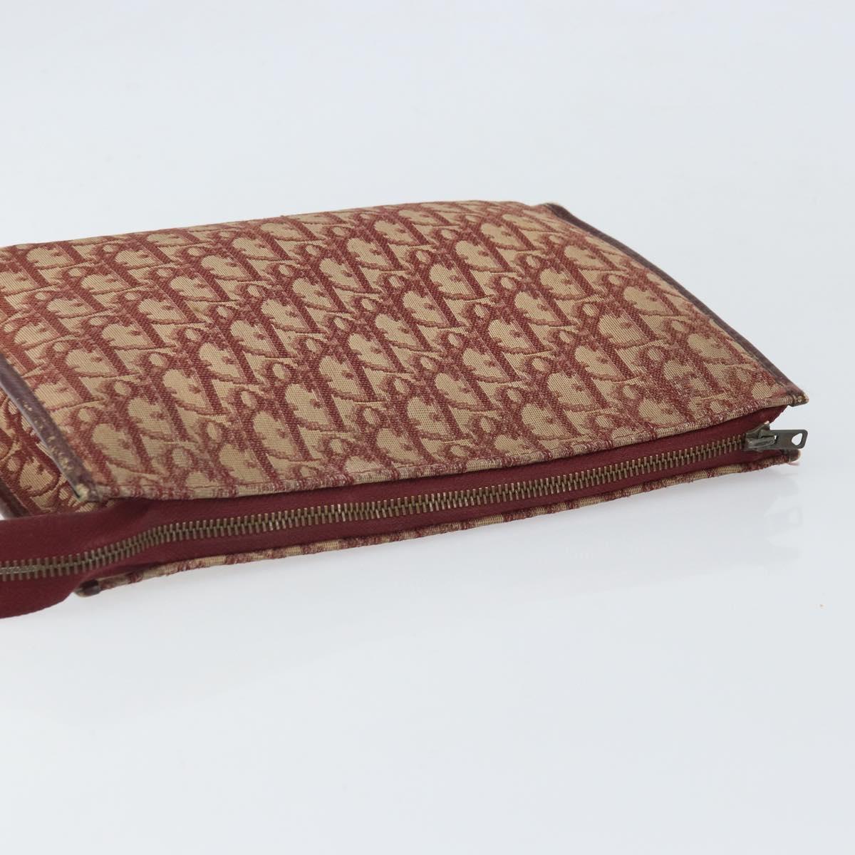 Christian Dior Trotter Canvas Clutch Bag Red Auth bs33268
