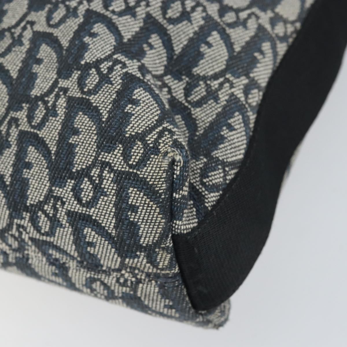 Christian Dior Trotter Canvas Shoulder Bag Navy Silver Auth bs33269