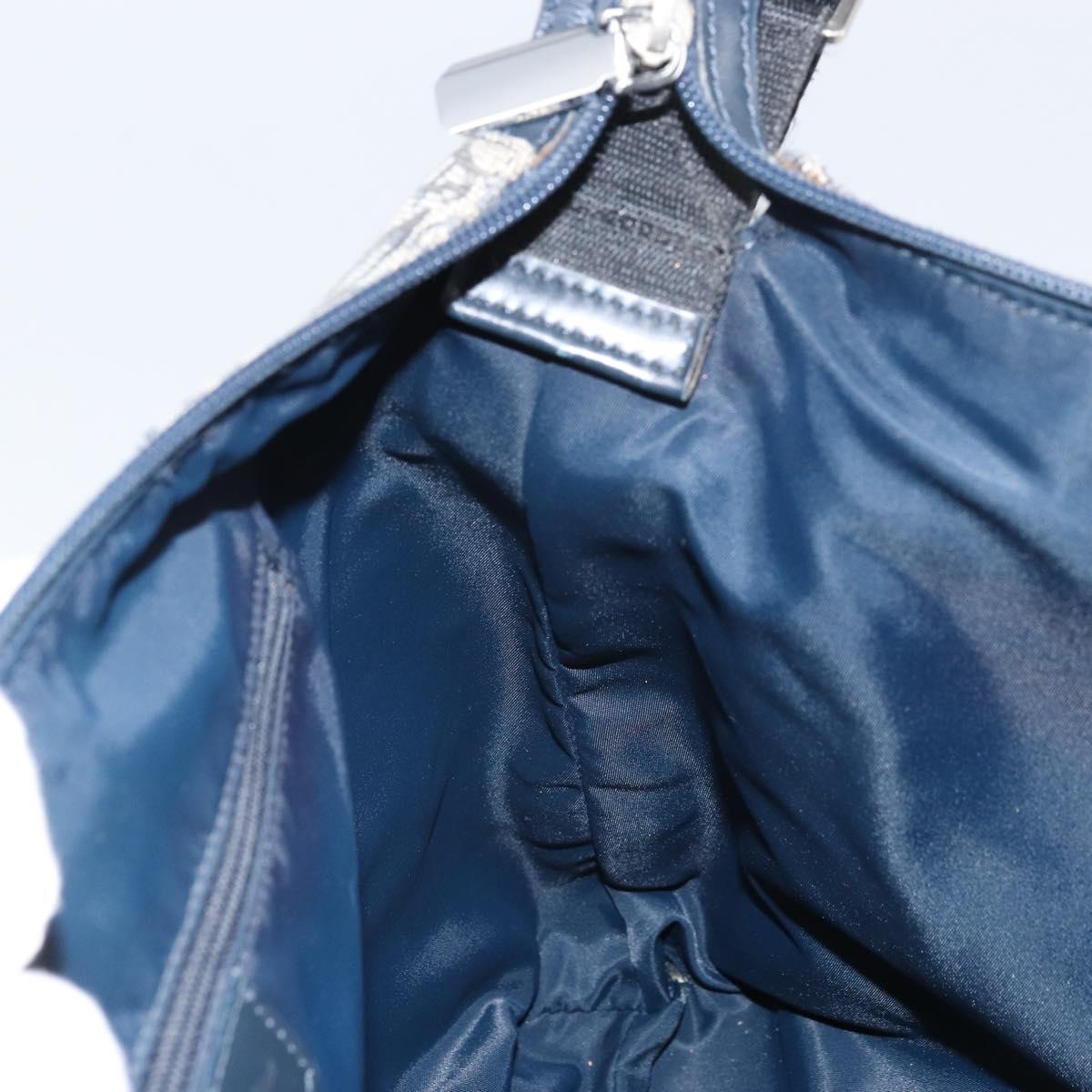 Christian Dior Trotter Canvas Shoulder Bag Navy Silver Auth bs33269