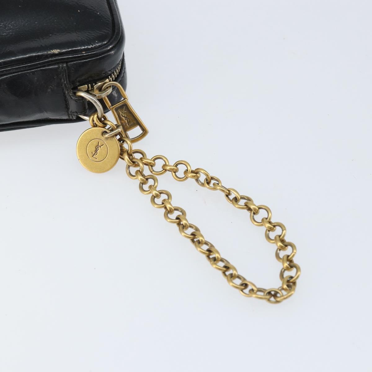 SAINT LAURENT Pouch Leather Black Gold Auth bs33270