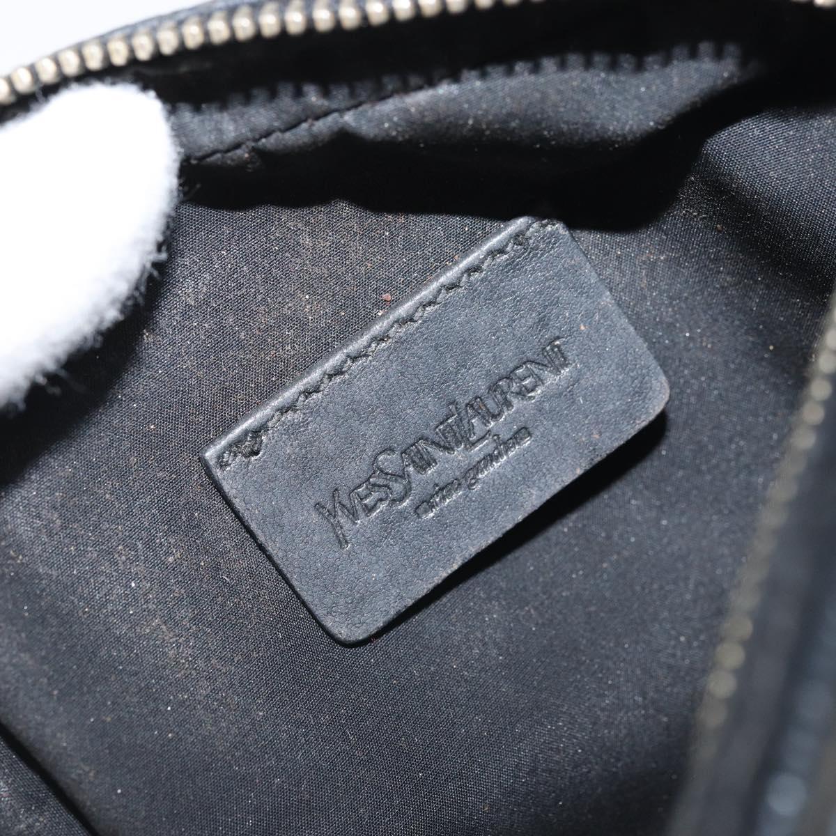 SAINT LAURENT Pouch Leather Black Gold Auth bs33270