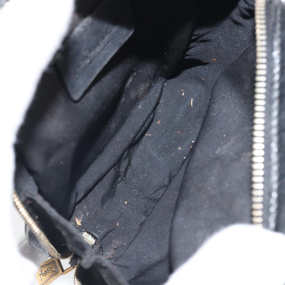 SAINT LAURENT Pouch Leather Black Gold Auth bs33270