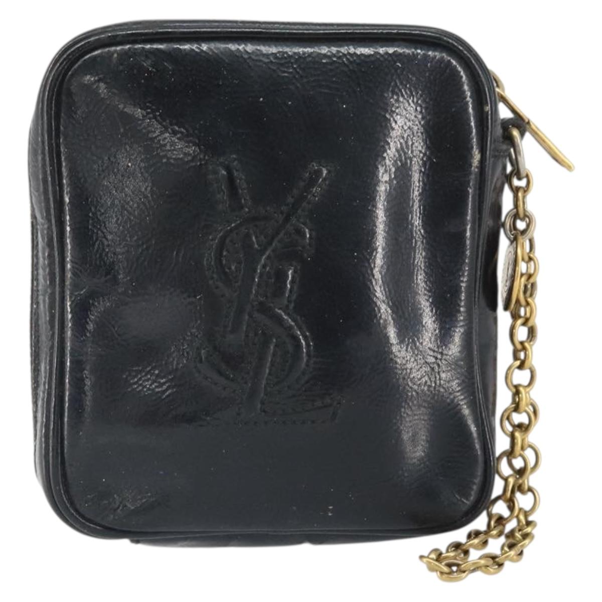 SAINT LAURENT Pouch Leather Black Gold Auth bs33270