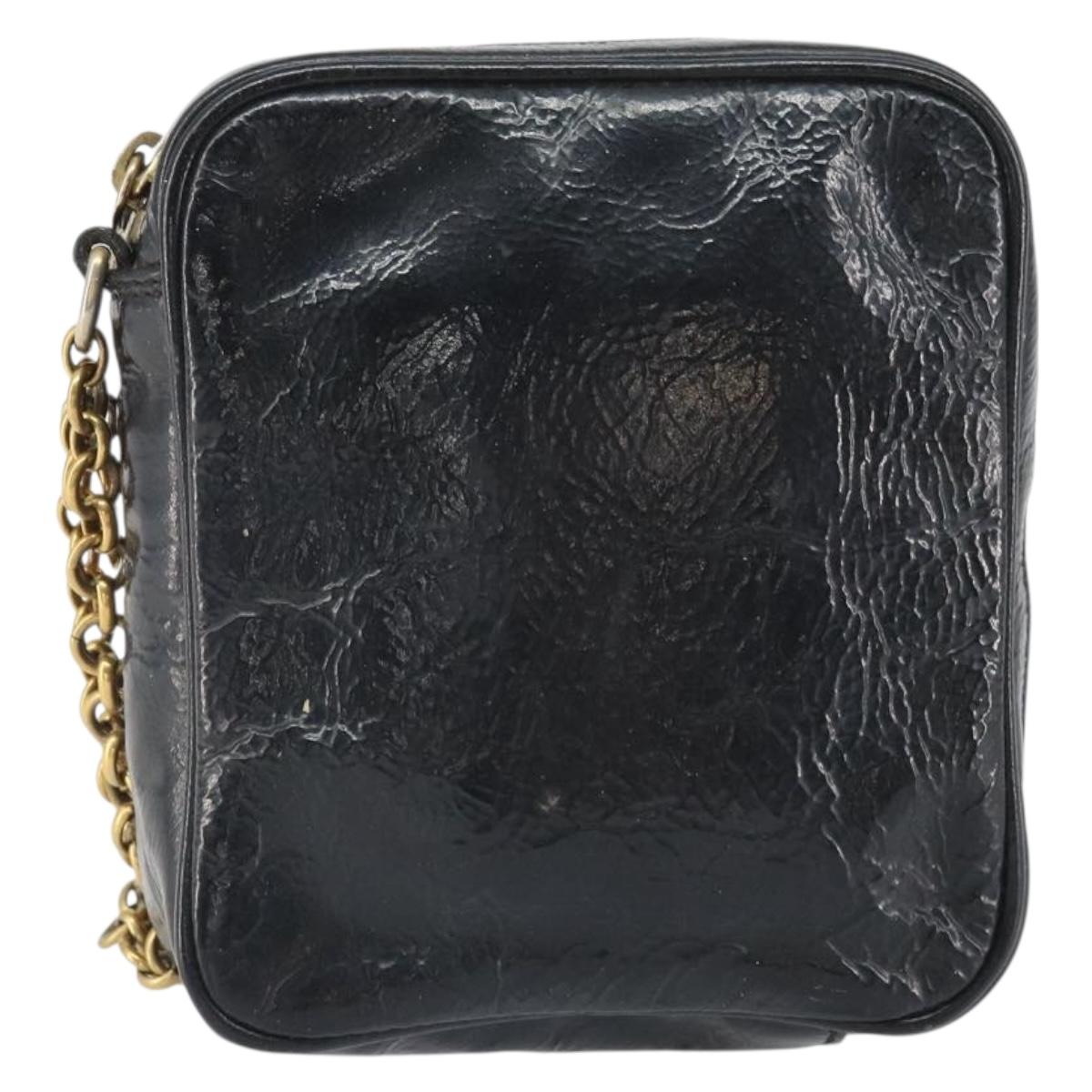 SAINT LAURENT Pouch Leather Black Gold Auth bs33270