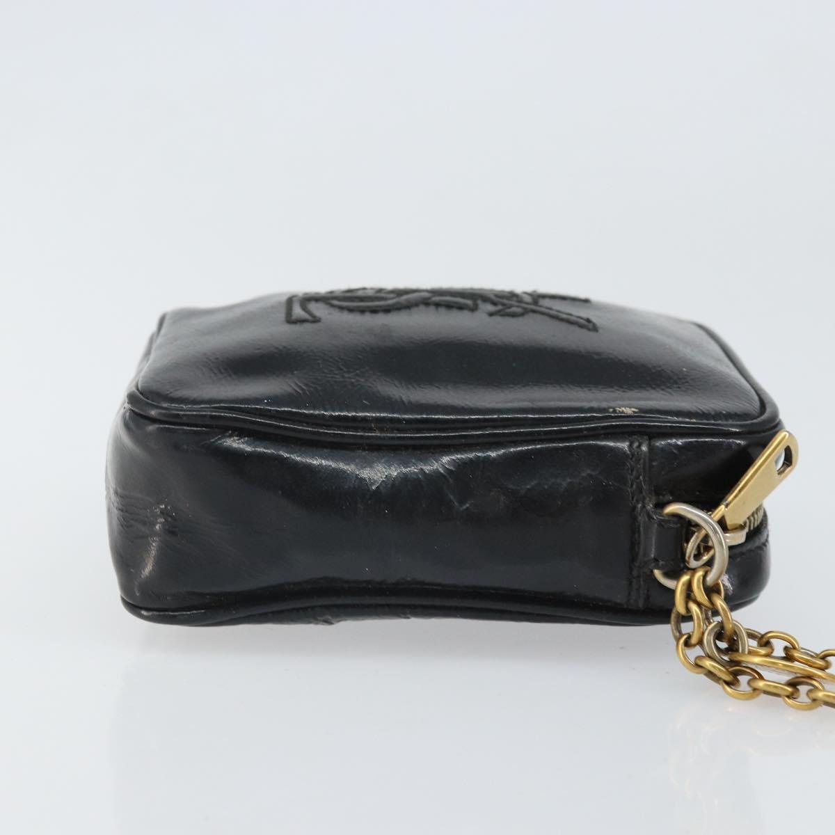 SAINT LAURENT Pouch Leather Black Gold Auth bs33270