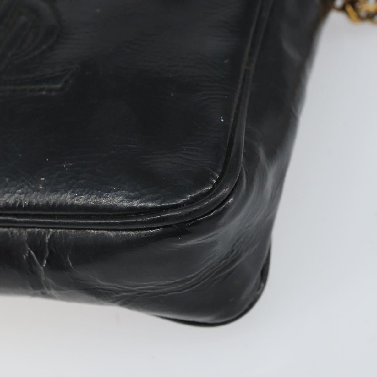 SAINT LAURENT Pouch Leather Black Gold Auth bs33270