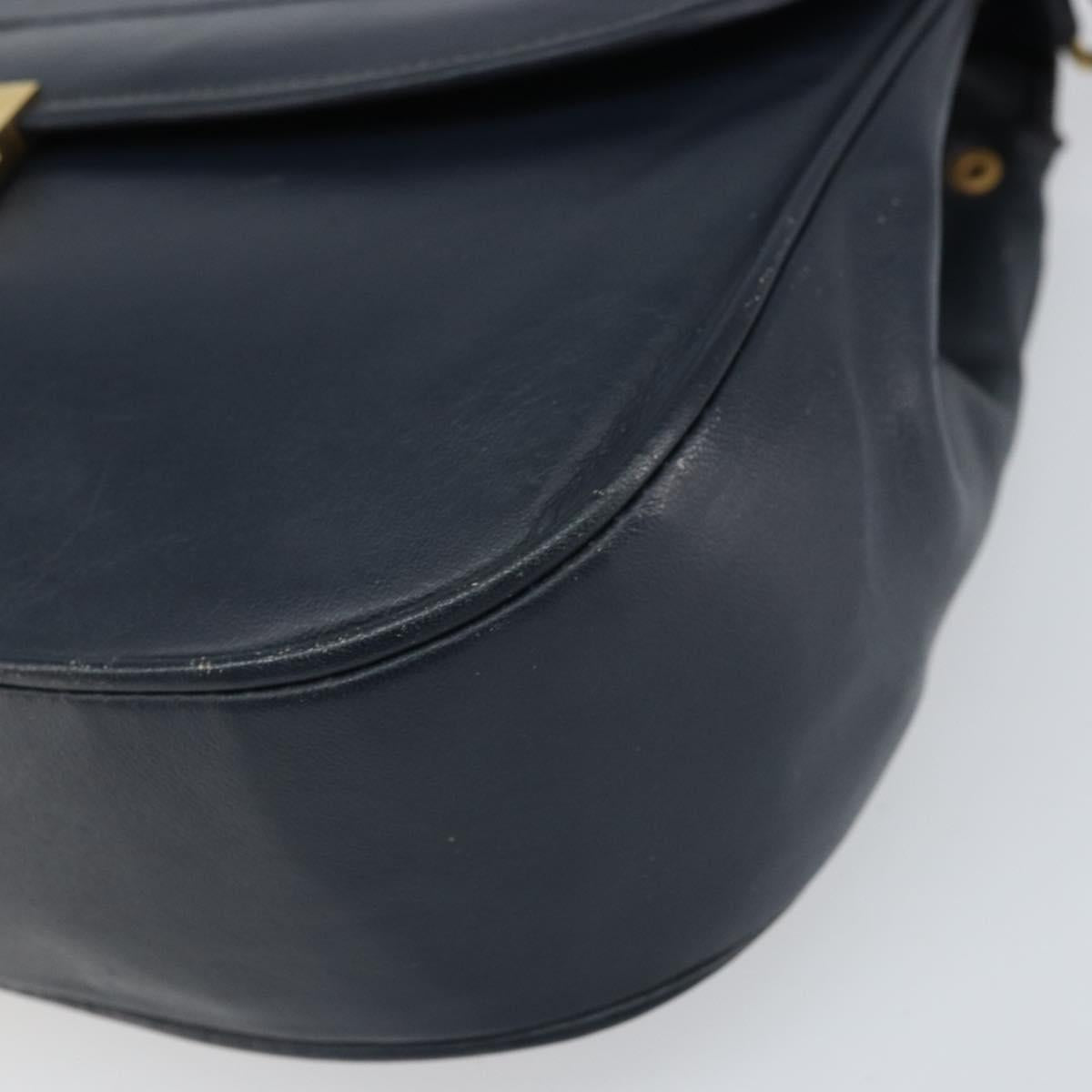Christian Dior Shoulder Bag Leather Navy Gold Auth bs33272