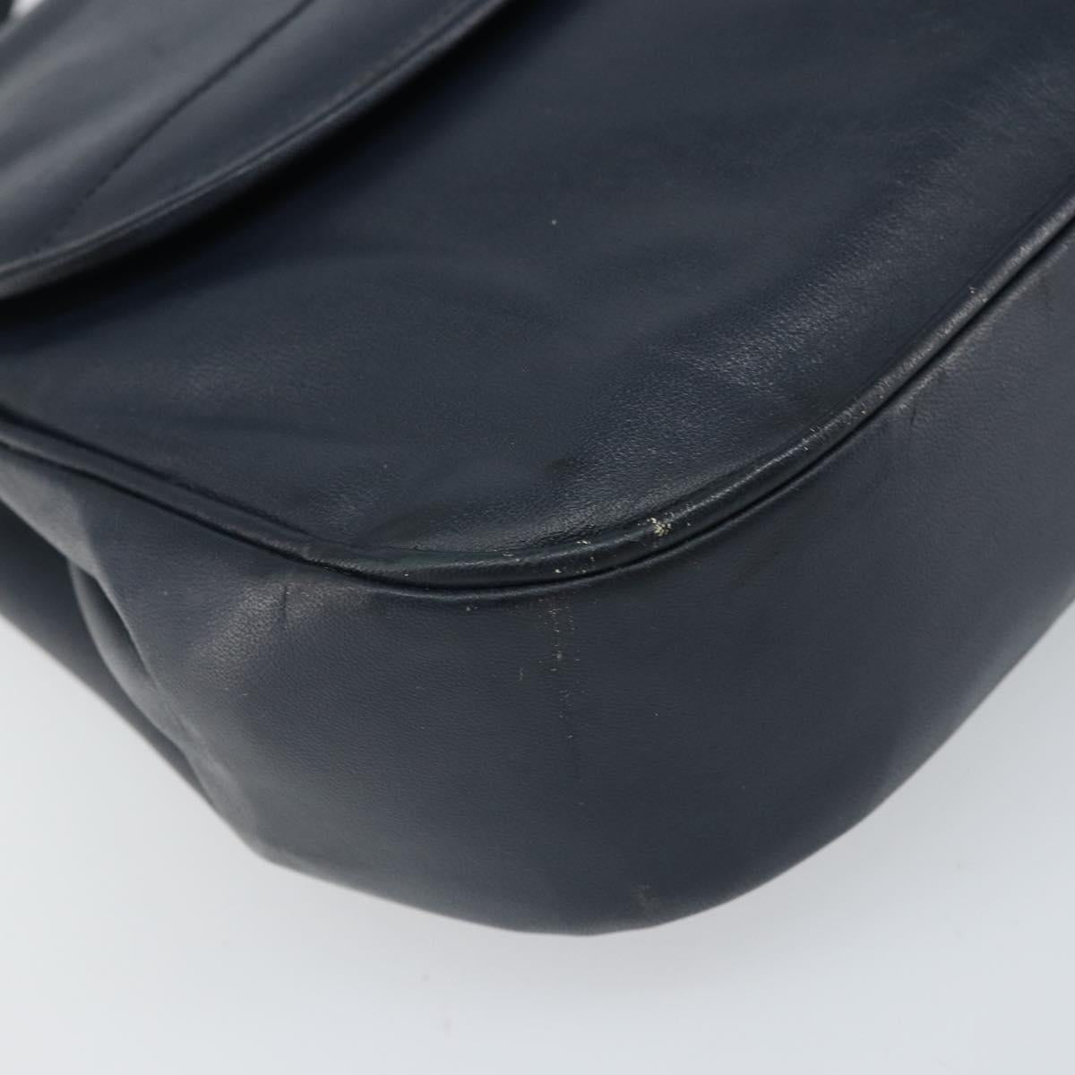 Christian Dior Shoulder Bag Leather Navy Gold Auth bs33272
