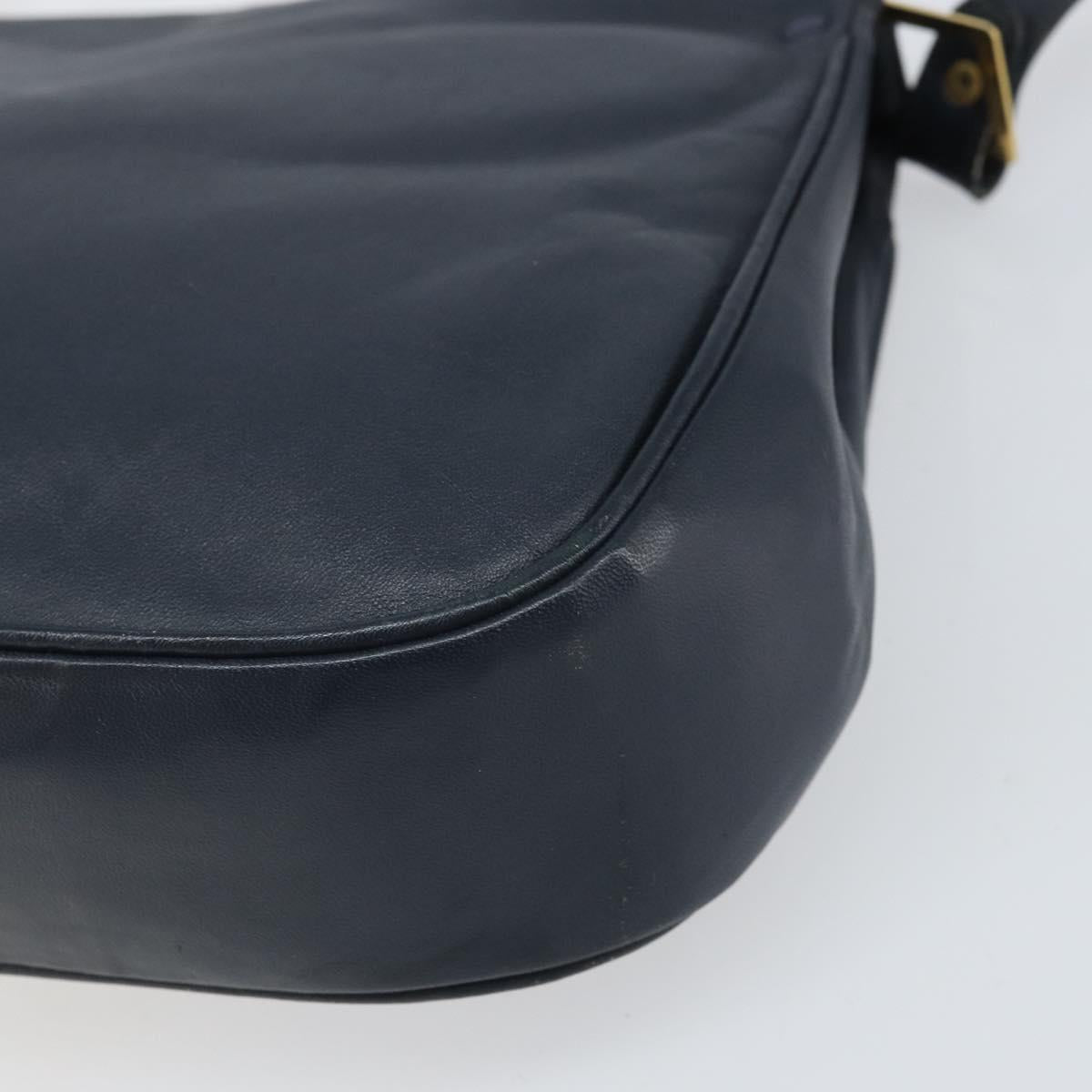 Christian Dior Shoulder Bag Leather Navy Gold Auth bs33272