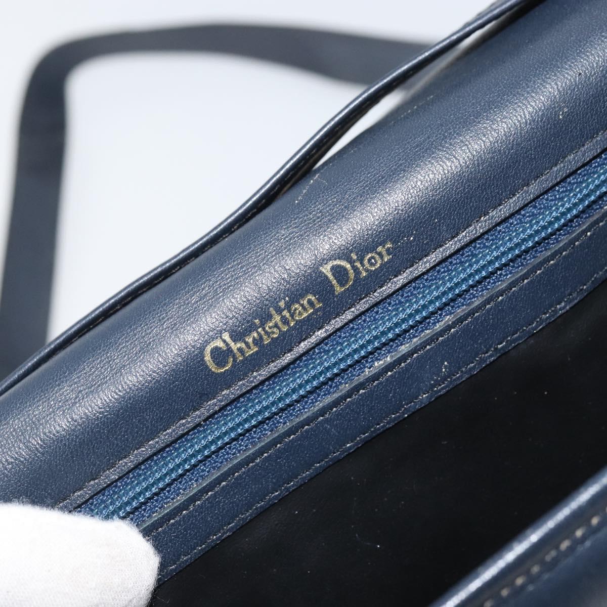 Christian Dior Shoulder Bag Leather Navy Gold Auth bs33272