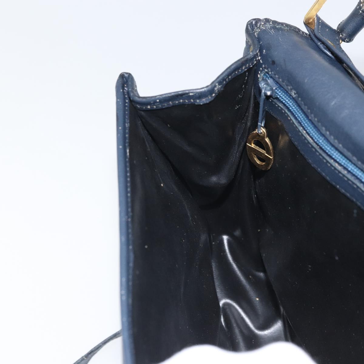 Christian Dior Shoulder Bag Leather Navy Gold Auth bs33272