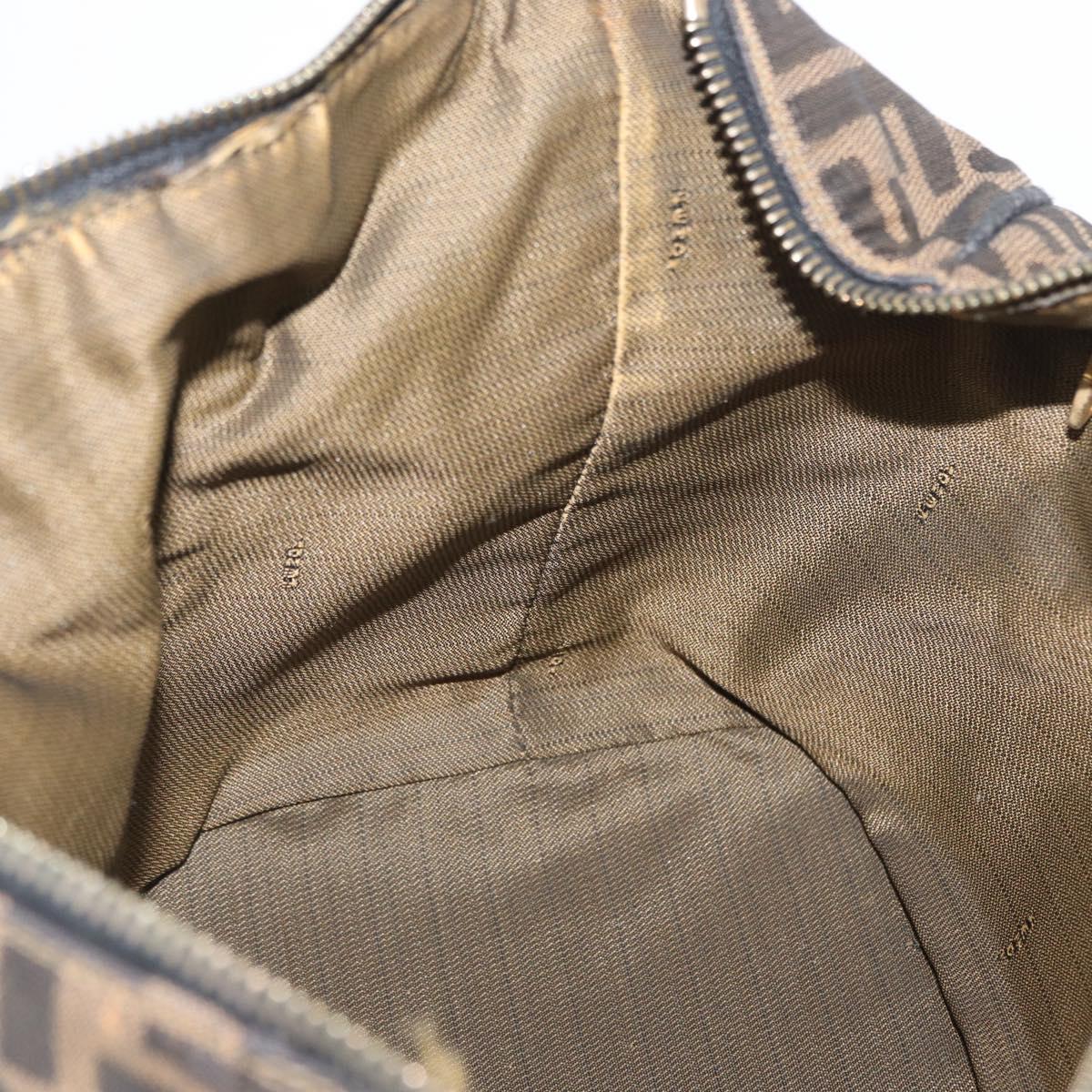 FENDI Zucca Canvas Hand Bag Black Brown Auth bs33273