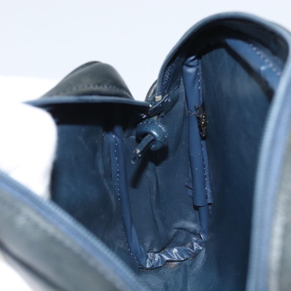 Christian Dior Shoulder Bag Leather Navy Gold Auth bs33276