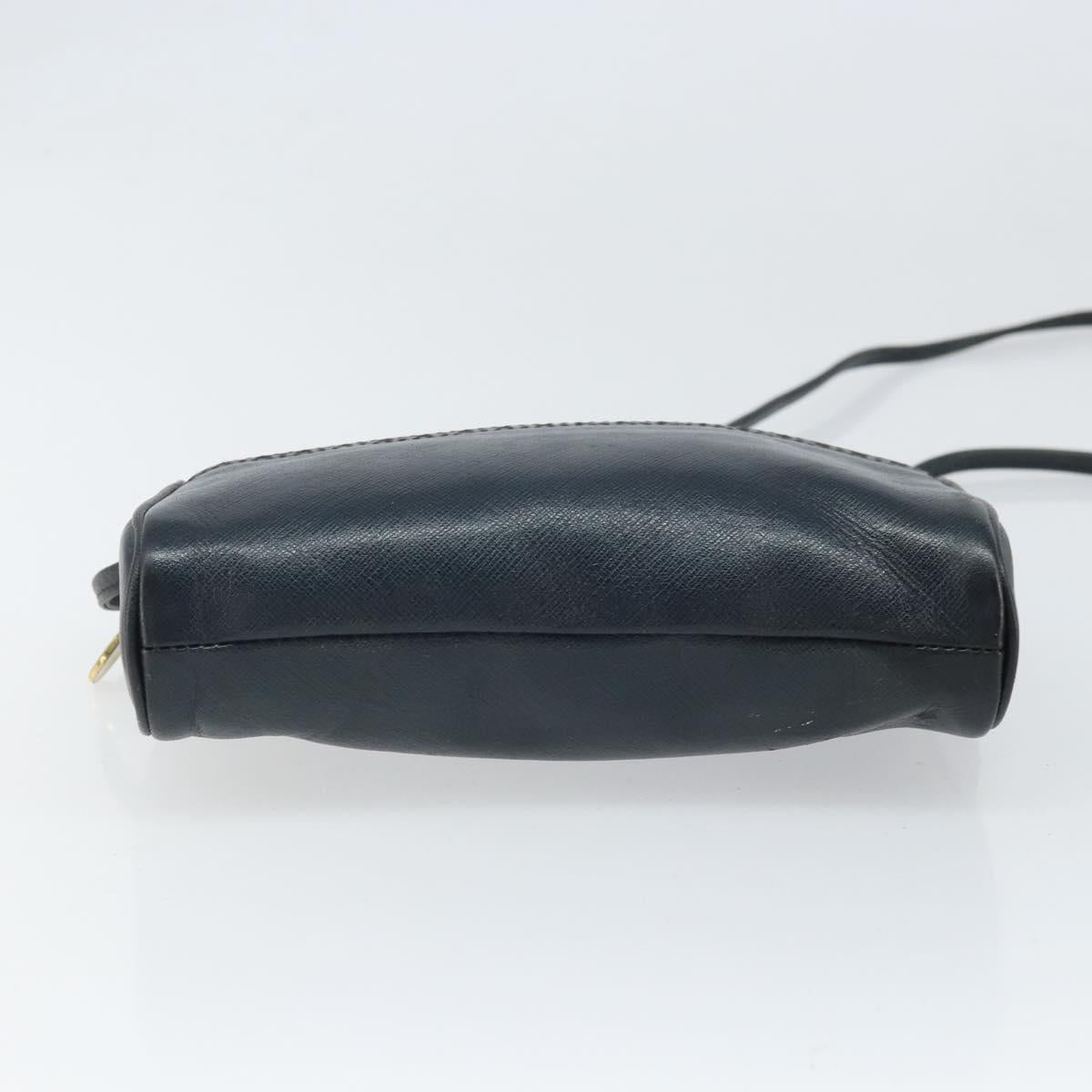 Christian Dior Shoulder Bag Leather Navy Gold Auth bs33276