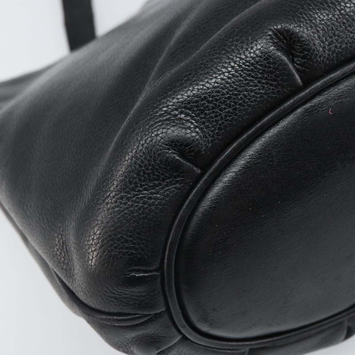 GUCCI Shoulder Bag Leather Black Gold Auth bs33277