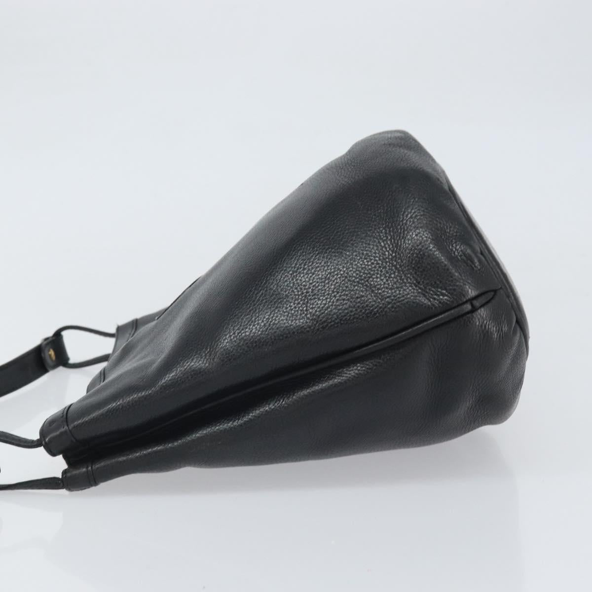 GUCCI Shoulder Bag Leather Black Gold Auth bs33277