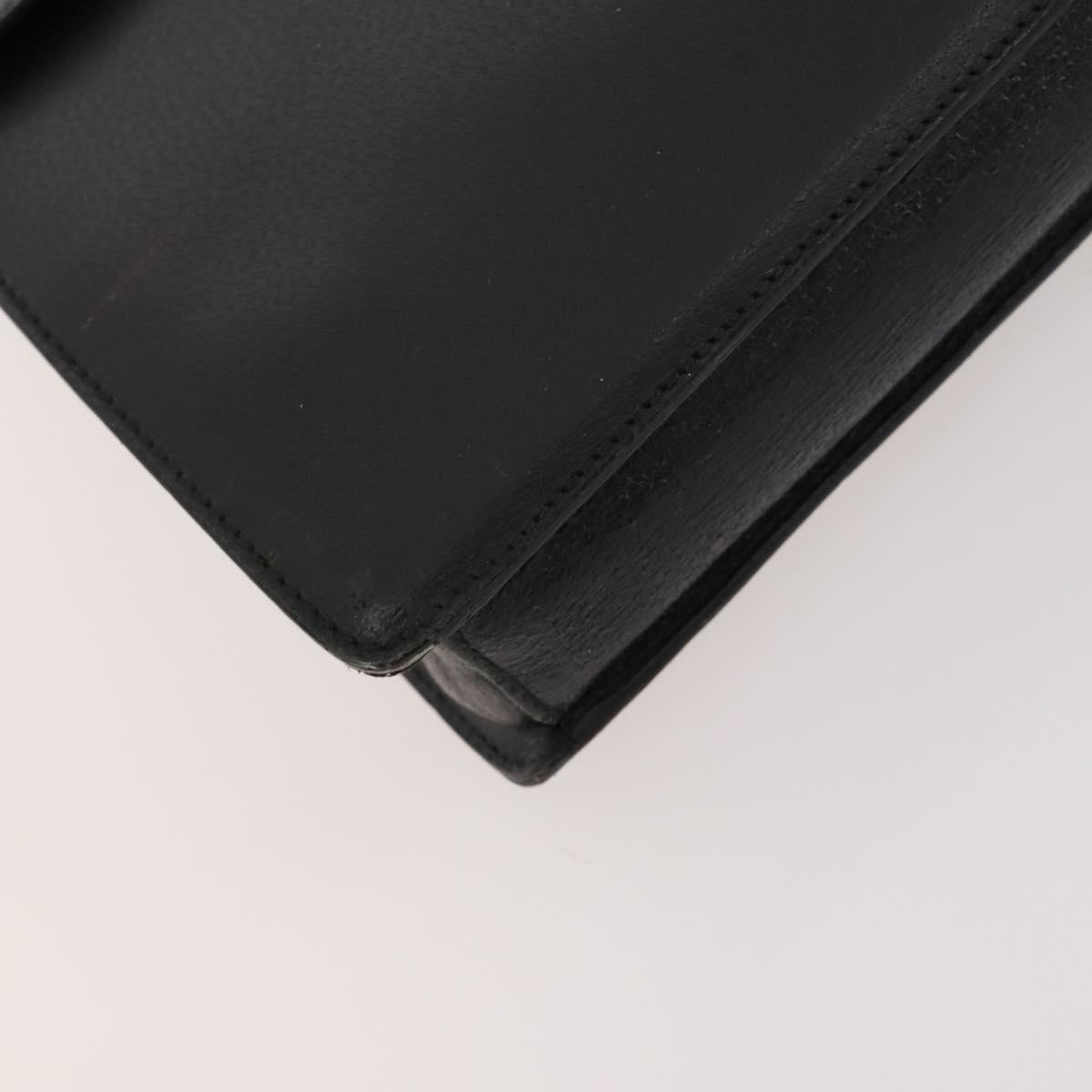 GUCCI Briefcase Leather Black Silver 015 0235 Auth bs33279