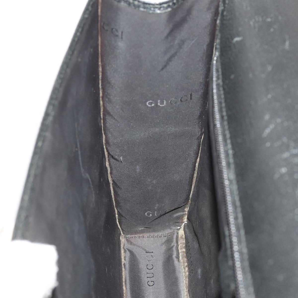 GUCCI Briefcase Leather Black Silver 015 0235 Auth bs33279