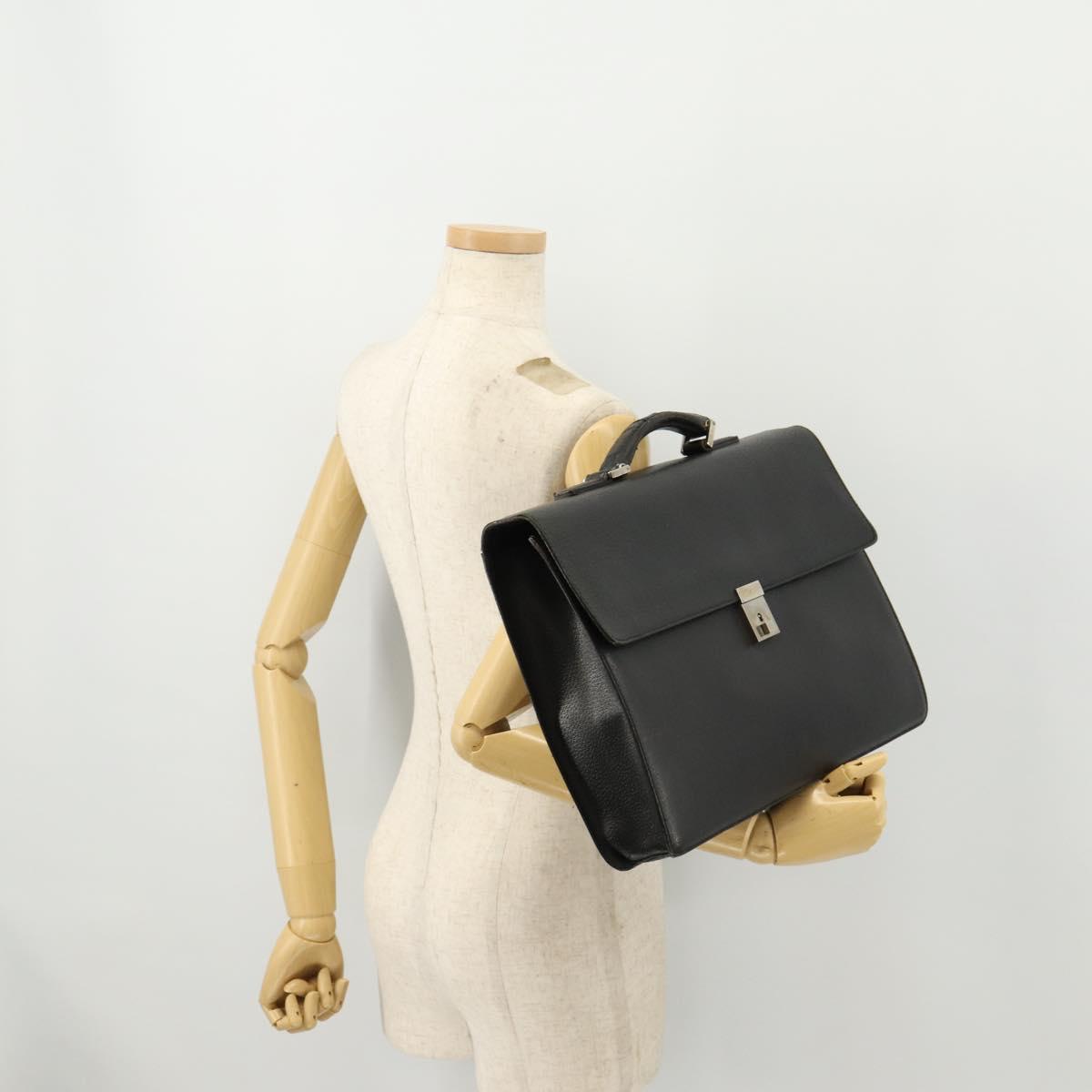 GUCCI Briefcase Leather Black Silver 015 0235 Auth bs33279