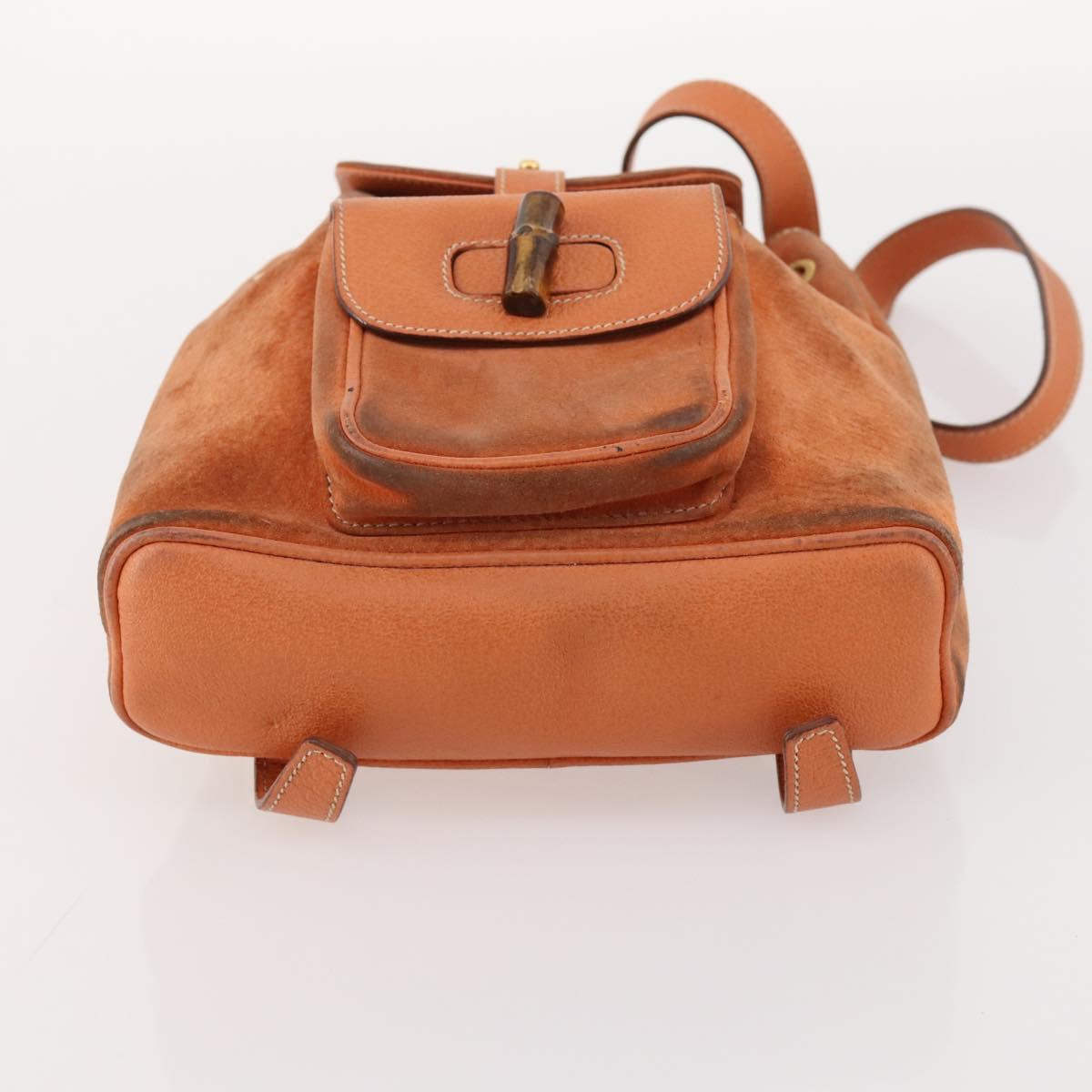 GUCCI Bamboo Backpack Suede Brown Gold 003 1956 0030 Auth bs33281