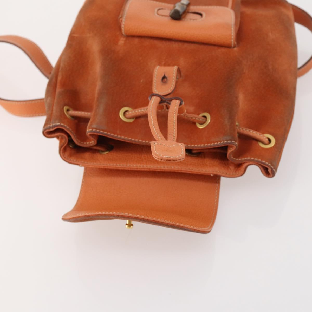 GUCCI Bamboo Backpack Suede Brown Gold 003 1956 0030 Auth bs33281