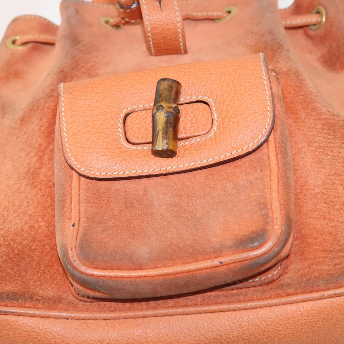 GUCCI Bamboo Backpack Suede Brown Gold 003 1956 0030 Auth bs33281