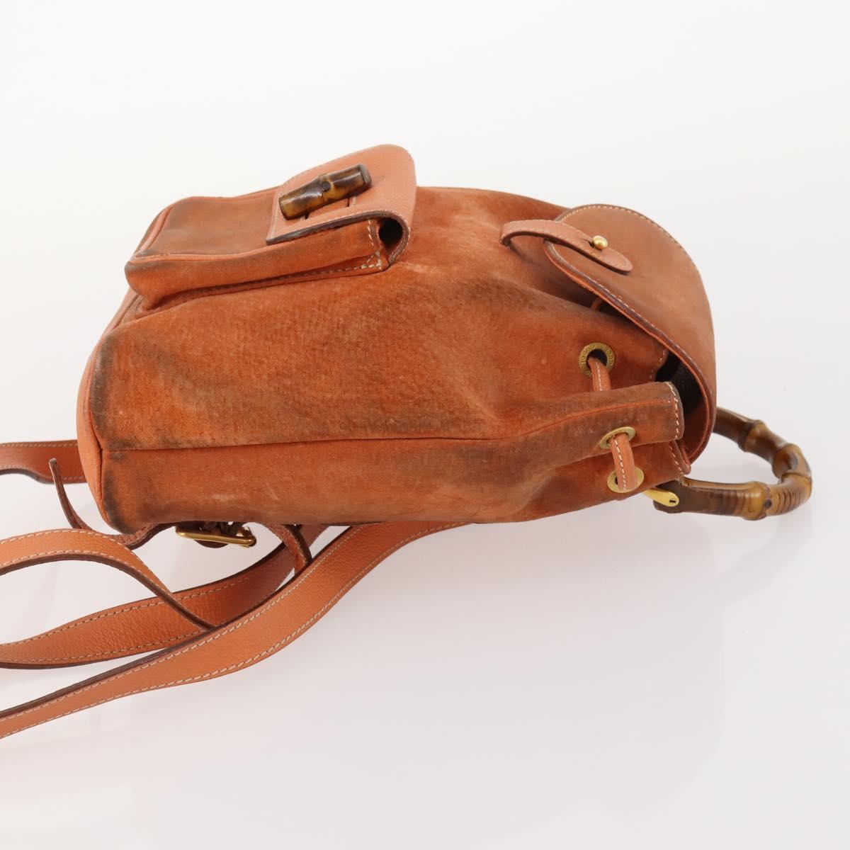 GUCCI Bamboo Backpack Suede Brown Gold 003 1956 0030 Auth bs33281