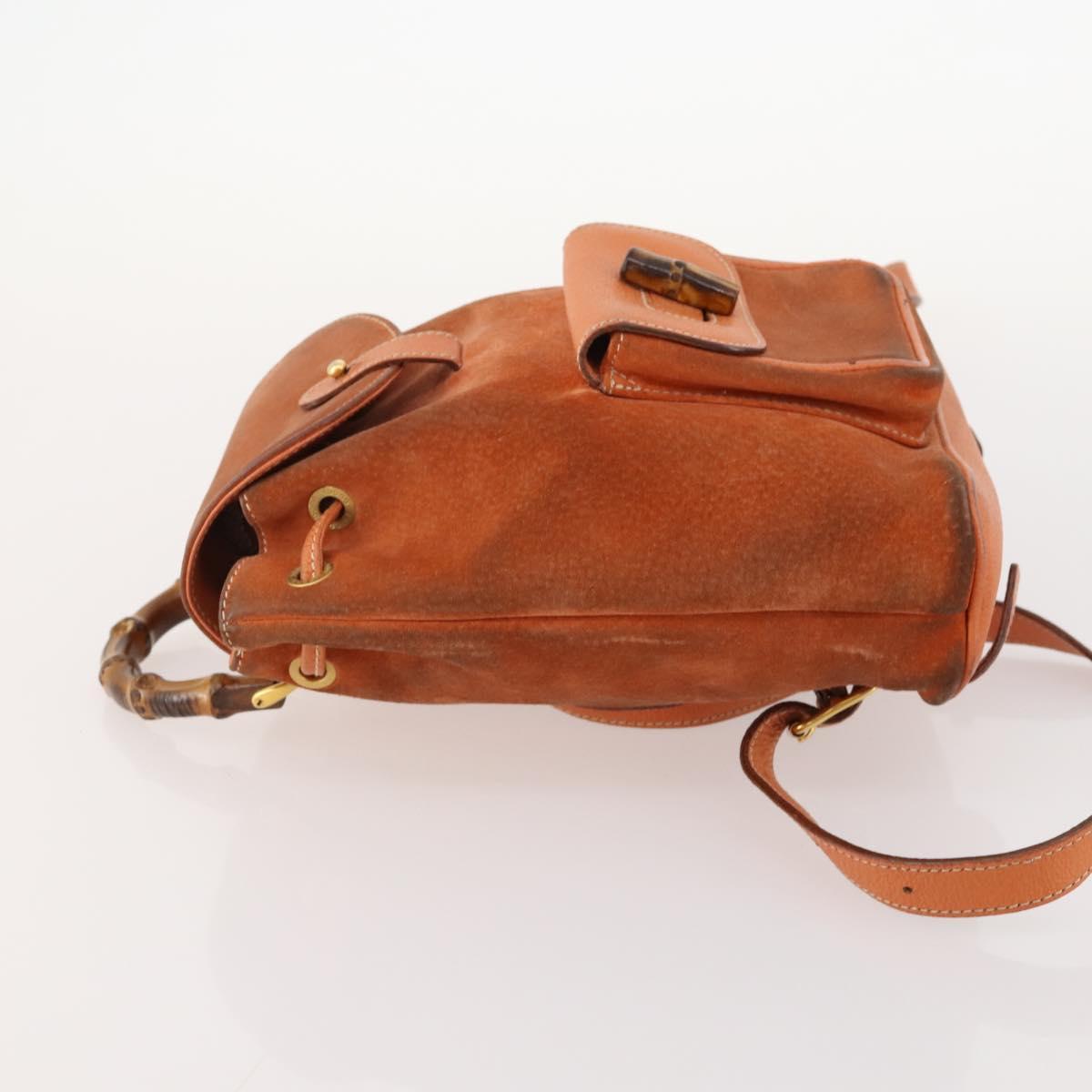 GUCCI Bamboo Backpack Suede Brown Gold 003 1956 0030 Auth bs33281