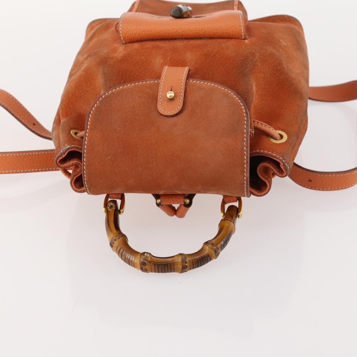 GUCCI Bamboo Backpack Suede Brown Gold 003 1956 0030 Auth bs33281