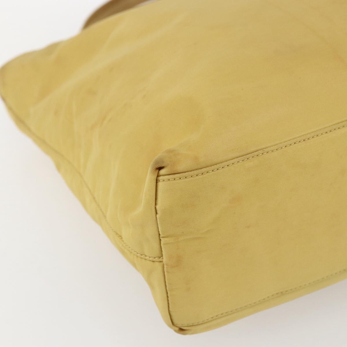 PRADA Hand Bag Nylon Yellow Silver Auth bs33282