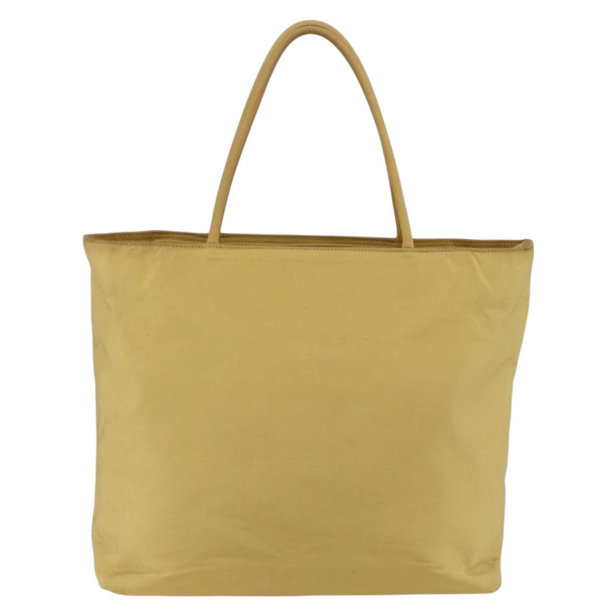 PRADA Hand Bag Nylon Yellow Silver Auth bs33282