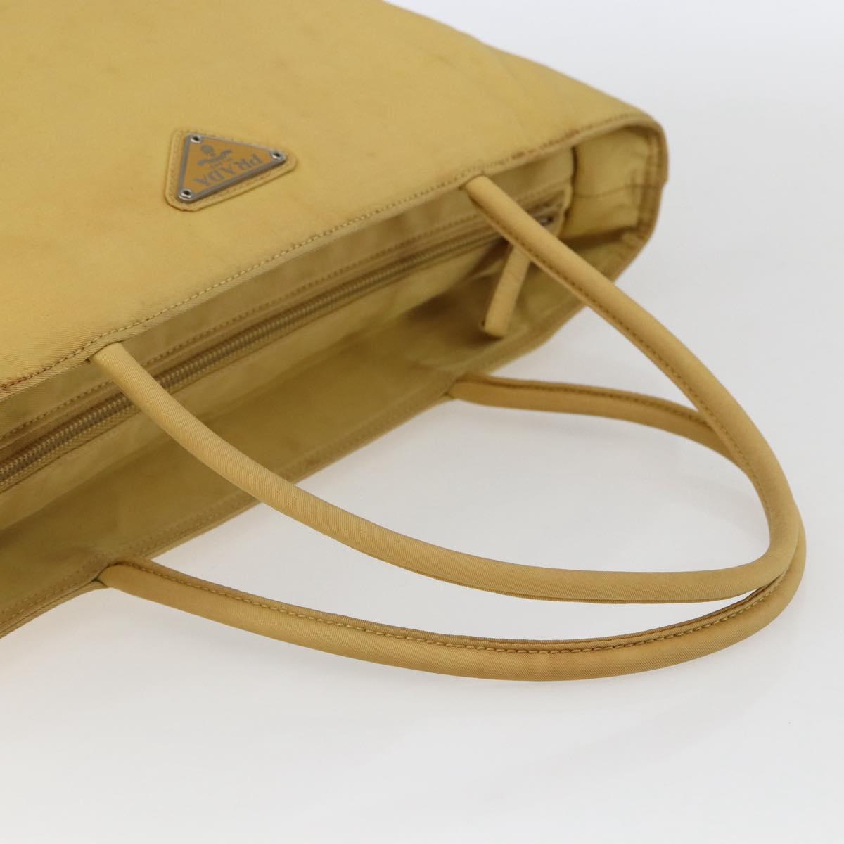 PRADA Hand Bag Nylon Yellow Silver Auth bs33282