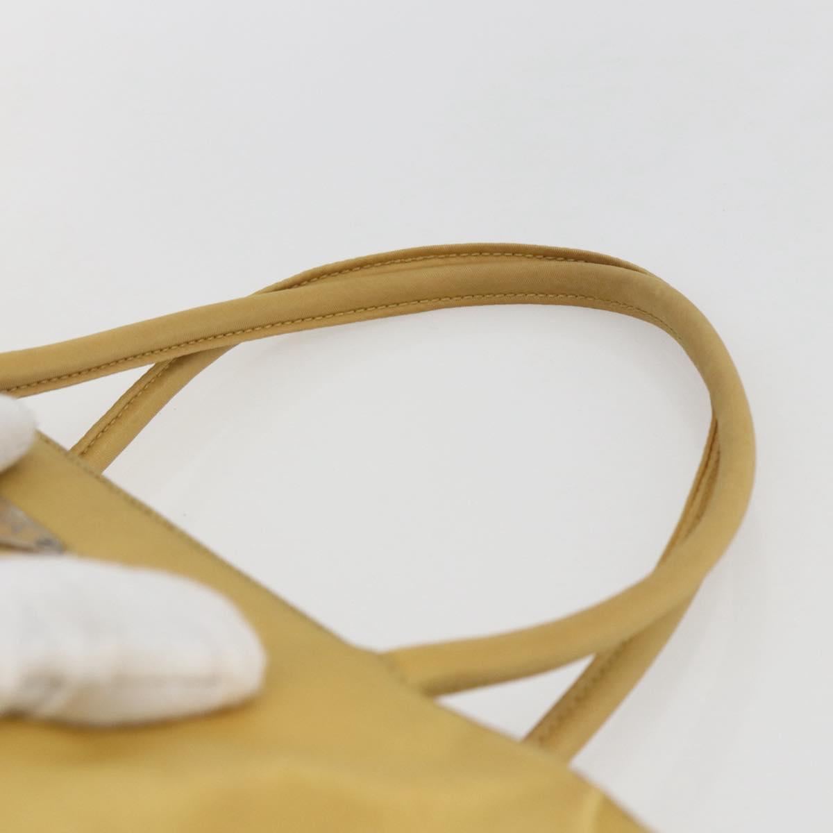 PRADA Hand Bag Nylon Yellow Silver Auth bs33282