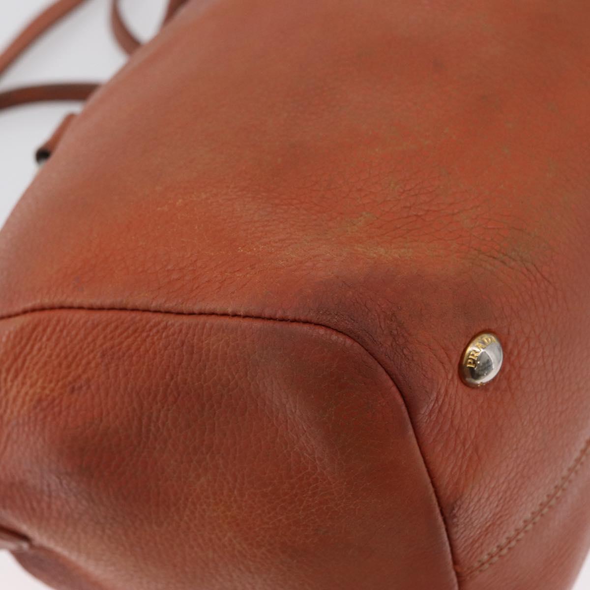 PRADA Hand Bag Leather 2way Orange Silver Auth bs33283