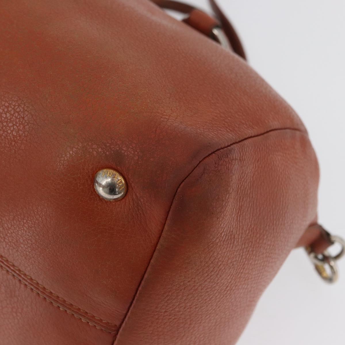 PRADA Hand Bag Leather 2way Orange Silver Auth bs33283