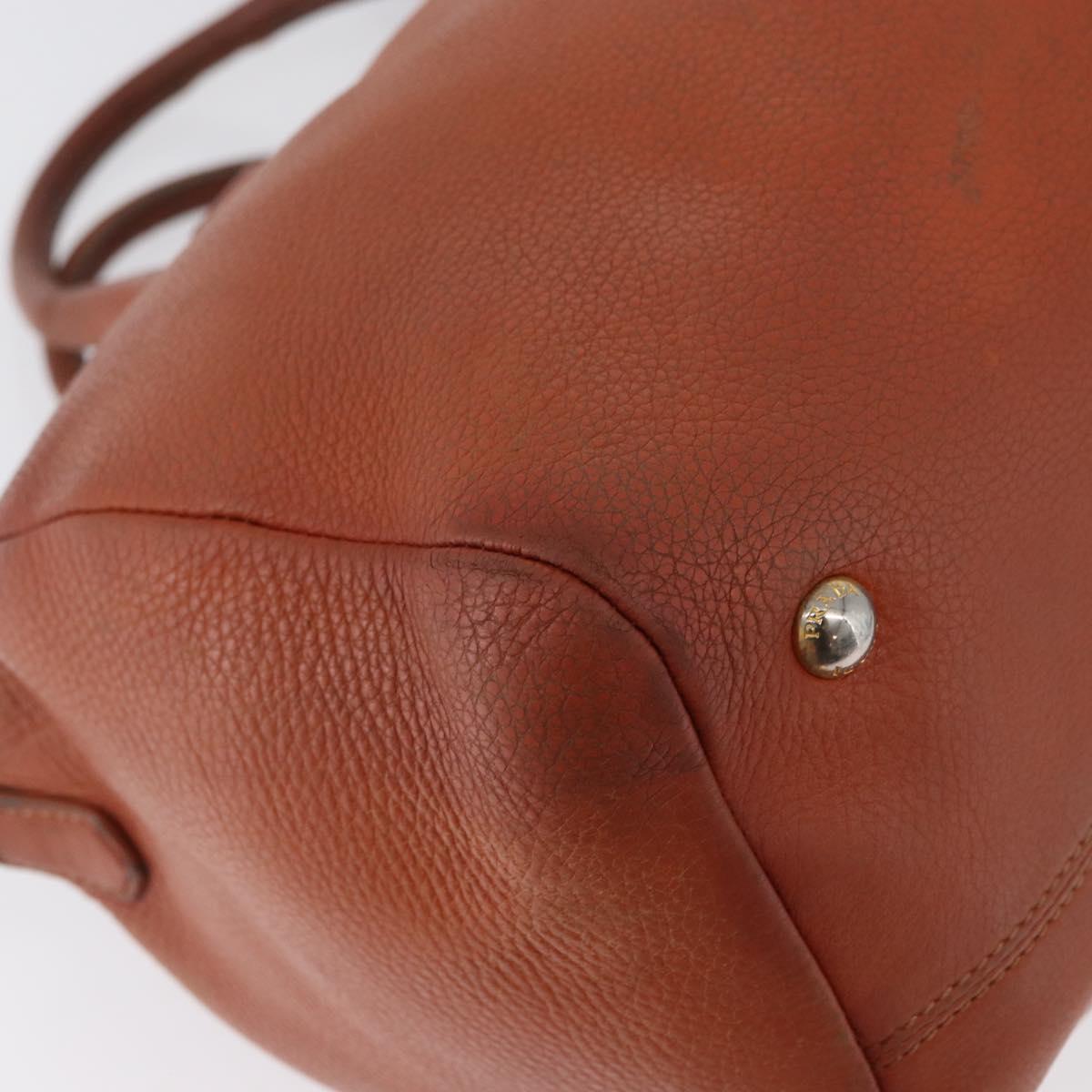 PRADA Hand Bag Leather 2way Orange Silver Auth bs33283