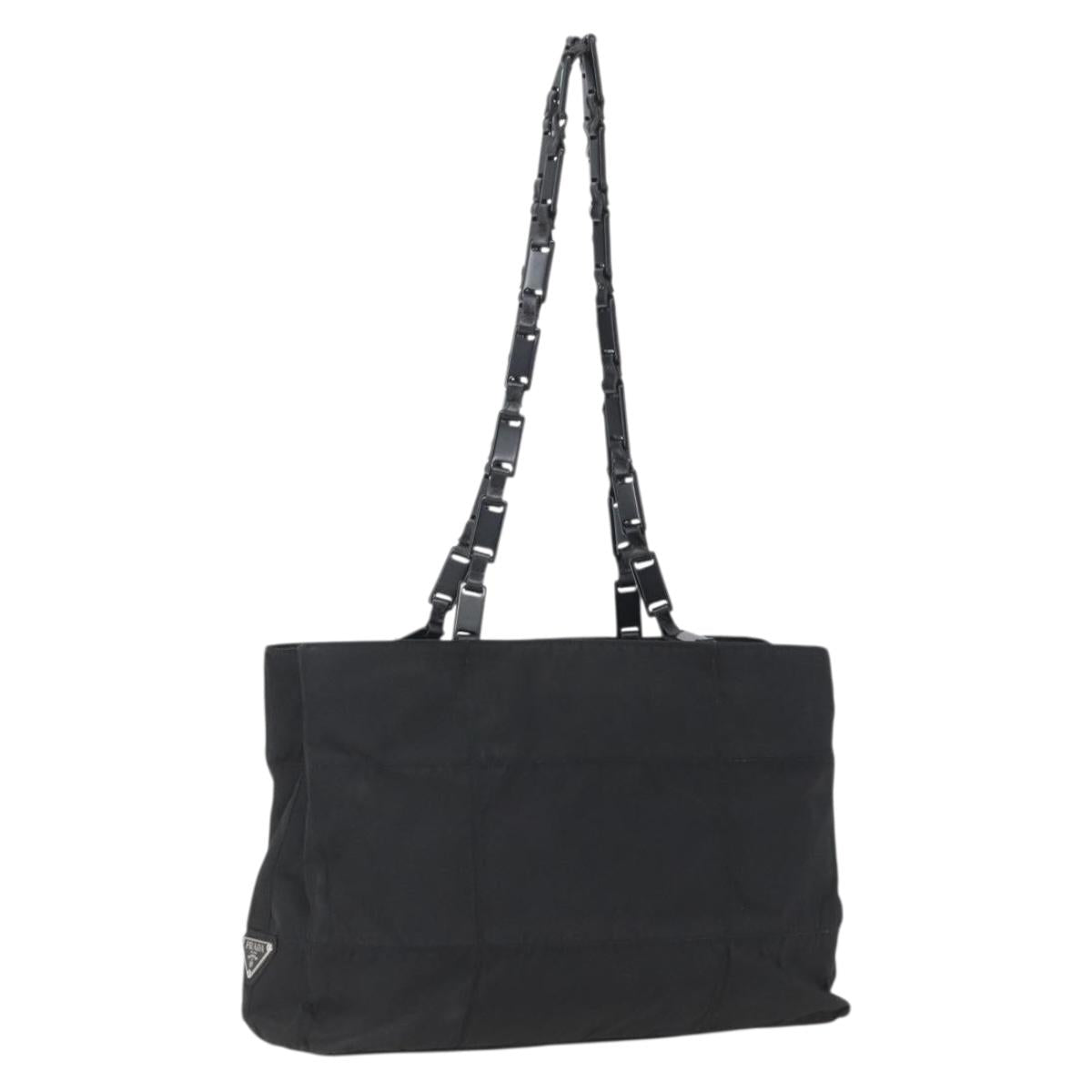PRADA Shoulder Bag Nylon Black Silver Auth bs33284