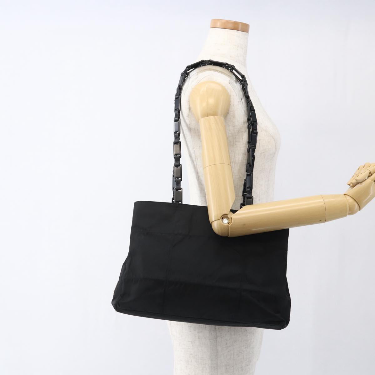 PRADA Shoulder Bag Nylon Black Silver Auth bs33284