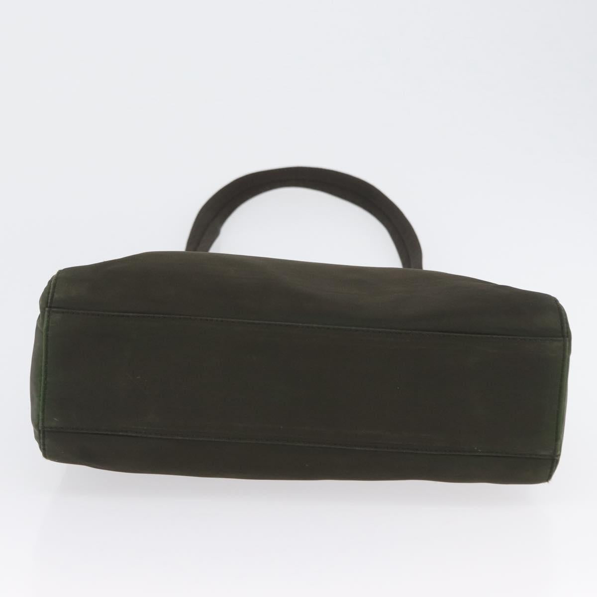 PRADA Hand Bag Nylon 2way Khaki Silver Auth bs33285